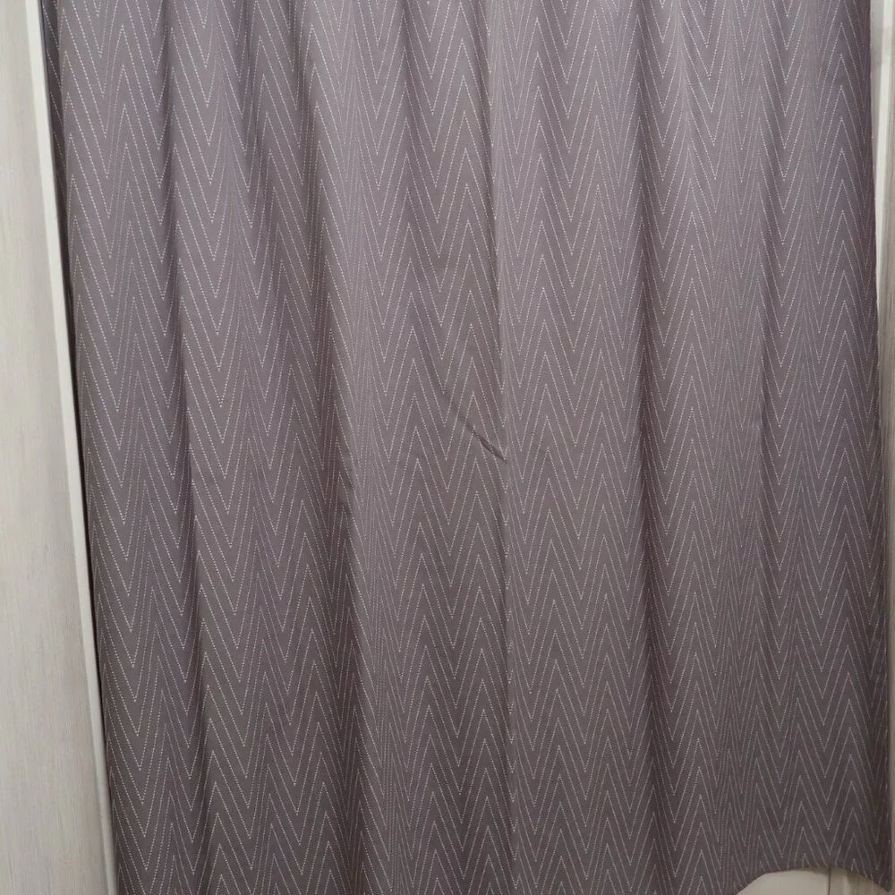 Elegant Threshold Gray Chevron Stripe Pattern Fabric Shower Curtain